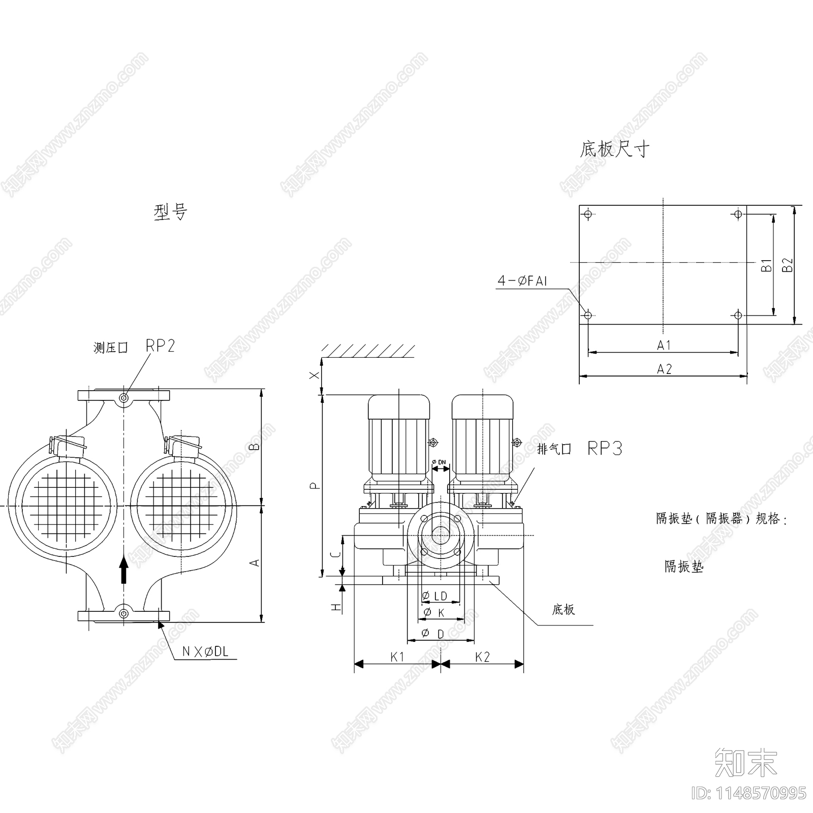 水泵安装节点cad施工图下载【ID:1148570995】