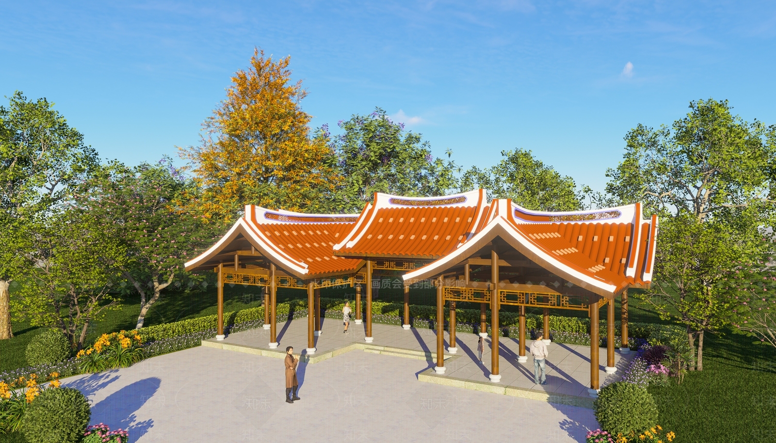 中式廊架SU模型下载【ID:1148572484】
