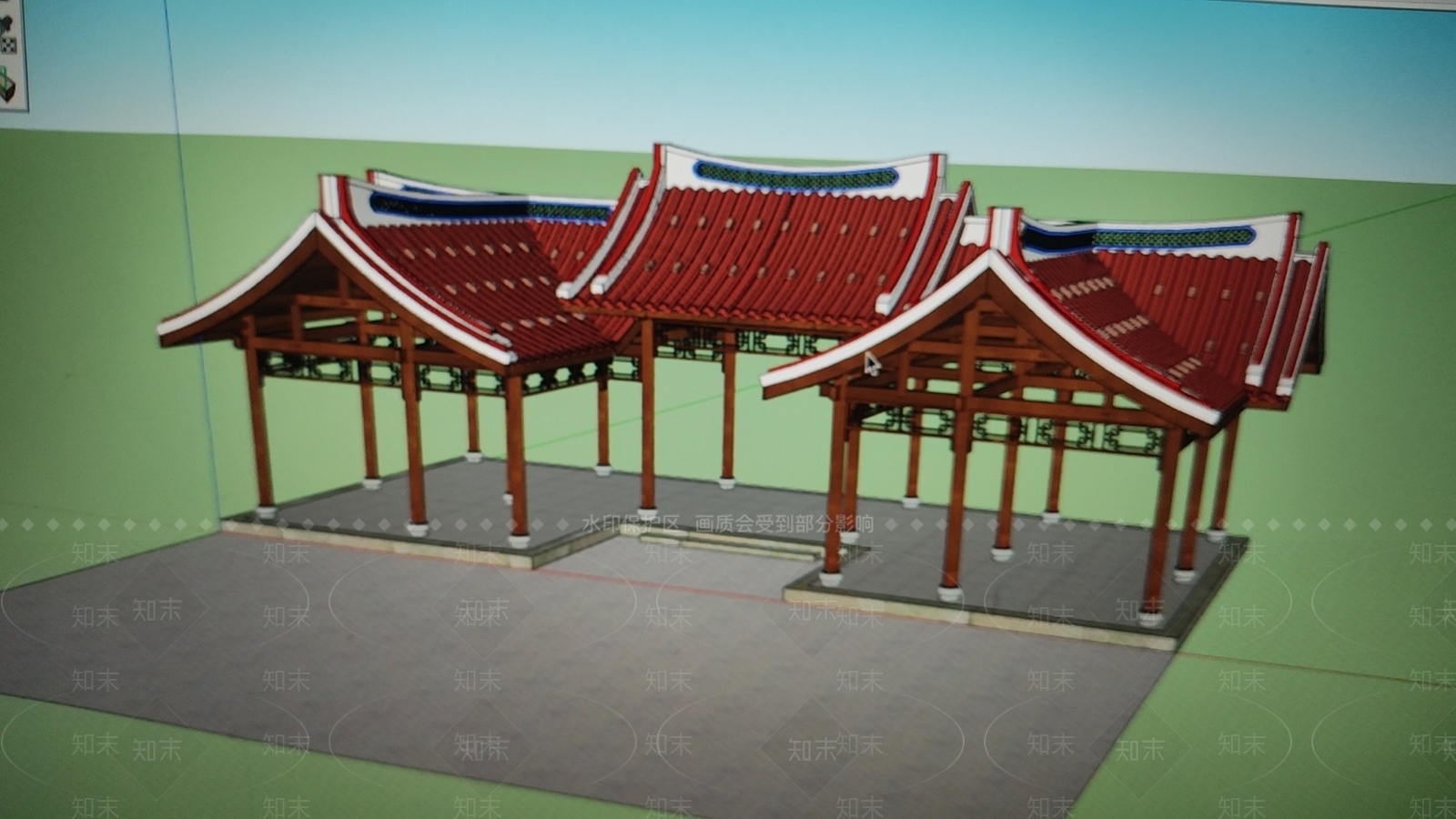 中式廊架SU模型下载【ID:1148572484】