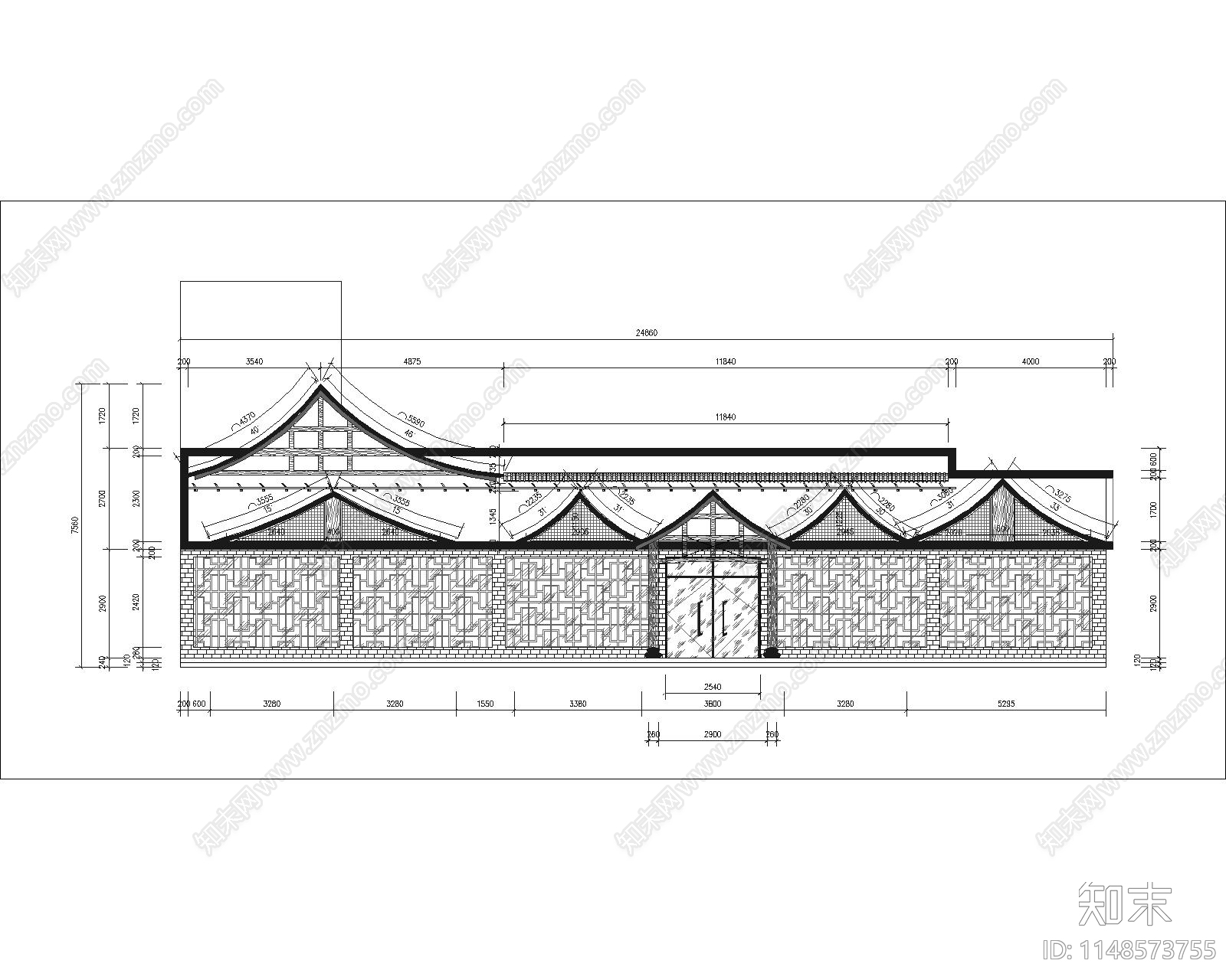 新中式饺子店火锅店门头节点cad施工图下载【ID:1148573755】