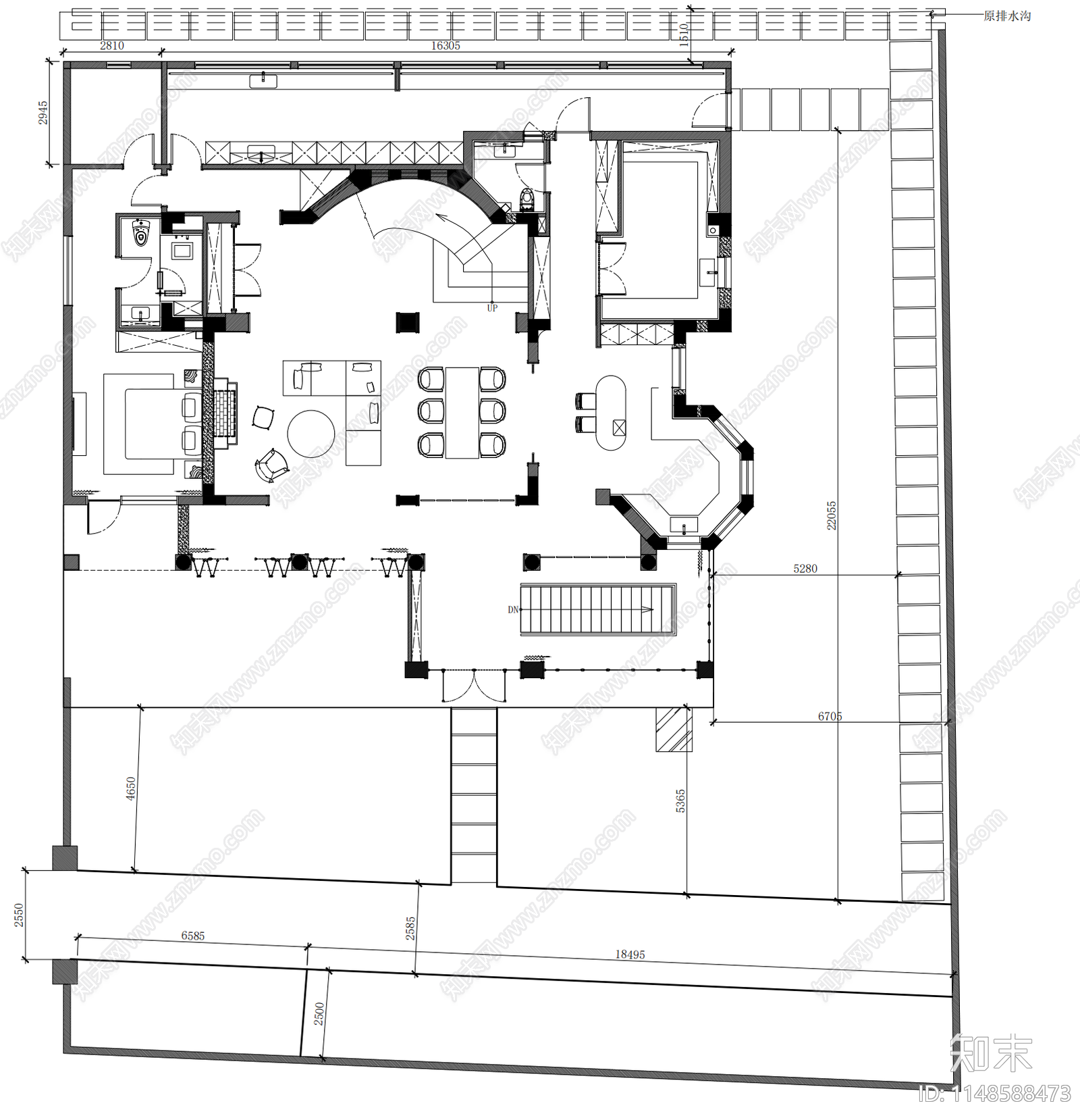 浪漫欧式别墅室内cad施工图下载【ID:1148588473】