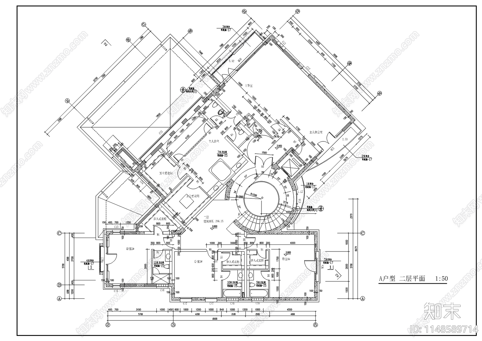 北京某经典别墅建筑cad施工图下载【ID:1148589714】