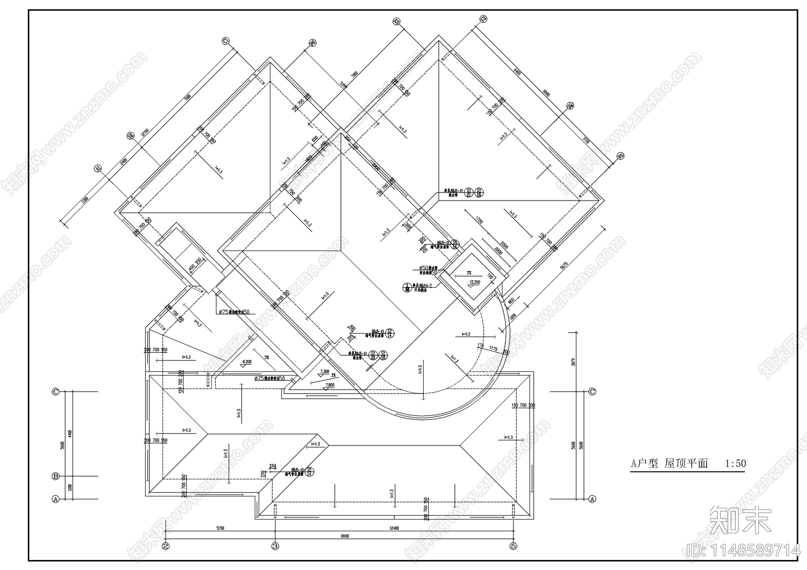 北京某经典别墅建筑cad施工图下载【ID:1148589714】