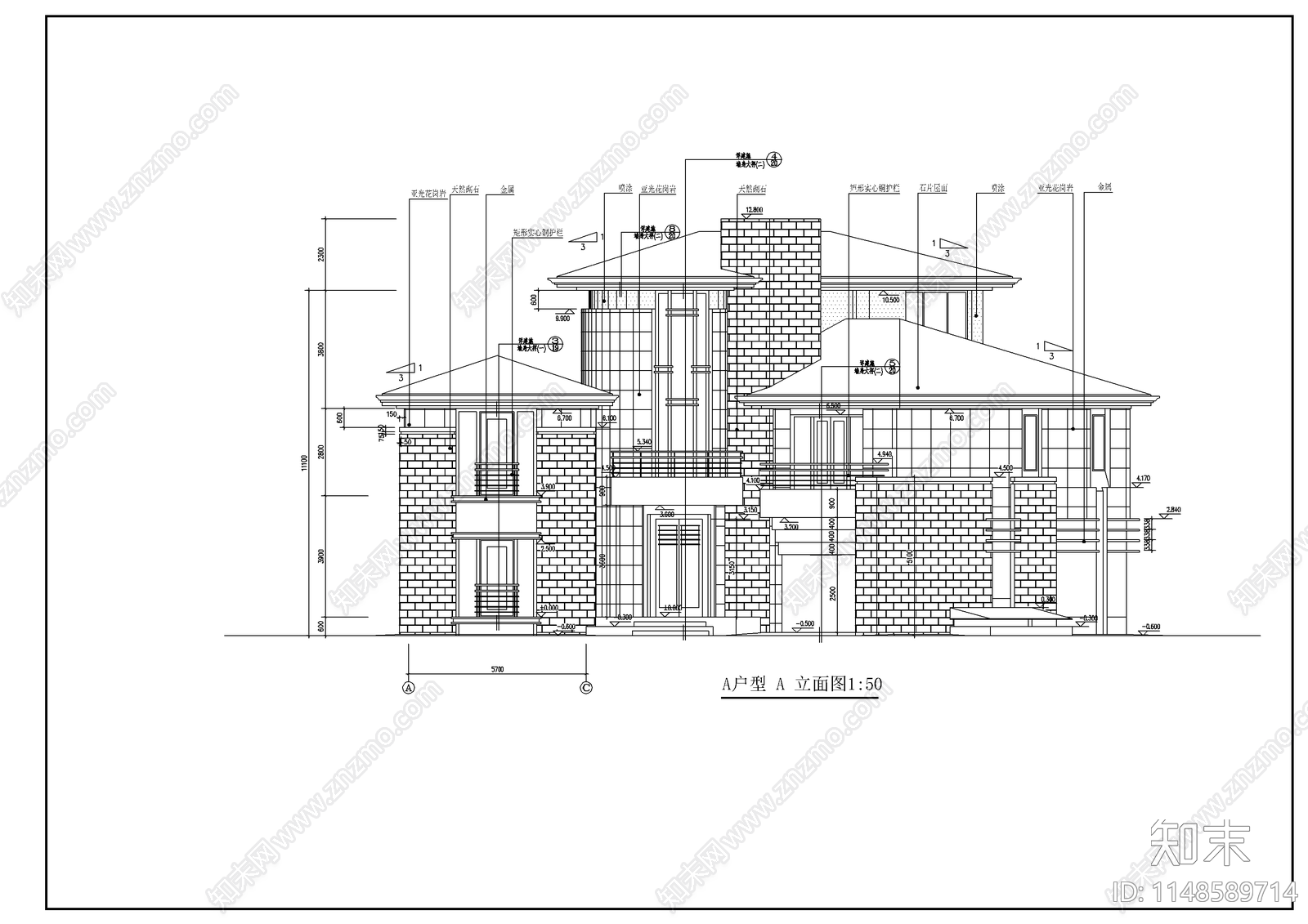 北京某经典别墅建筑cad施工图下载【ID:1148589714】