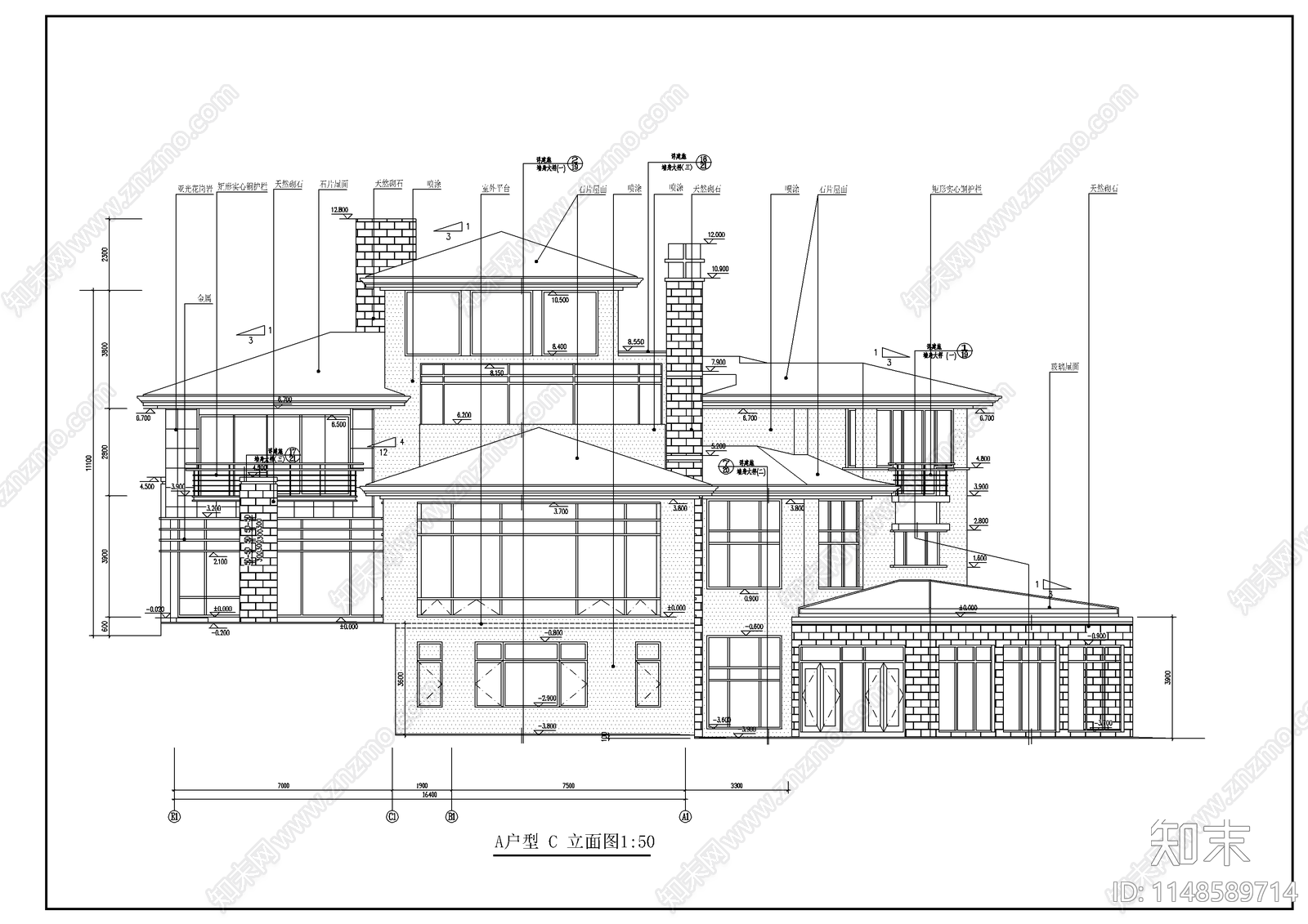 北京某经典别墅建筑cad施工图下载【ID:1148589714】