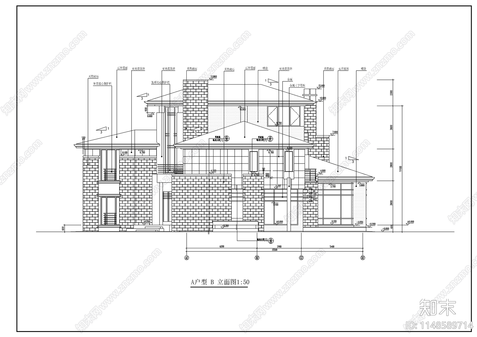 北京某经典别墅建筑cad施工图下载【ID:1148589714】