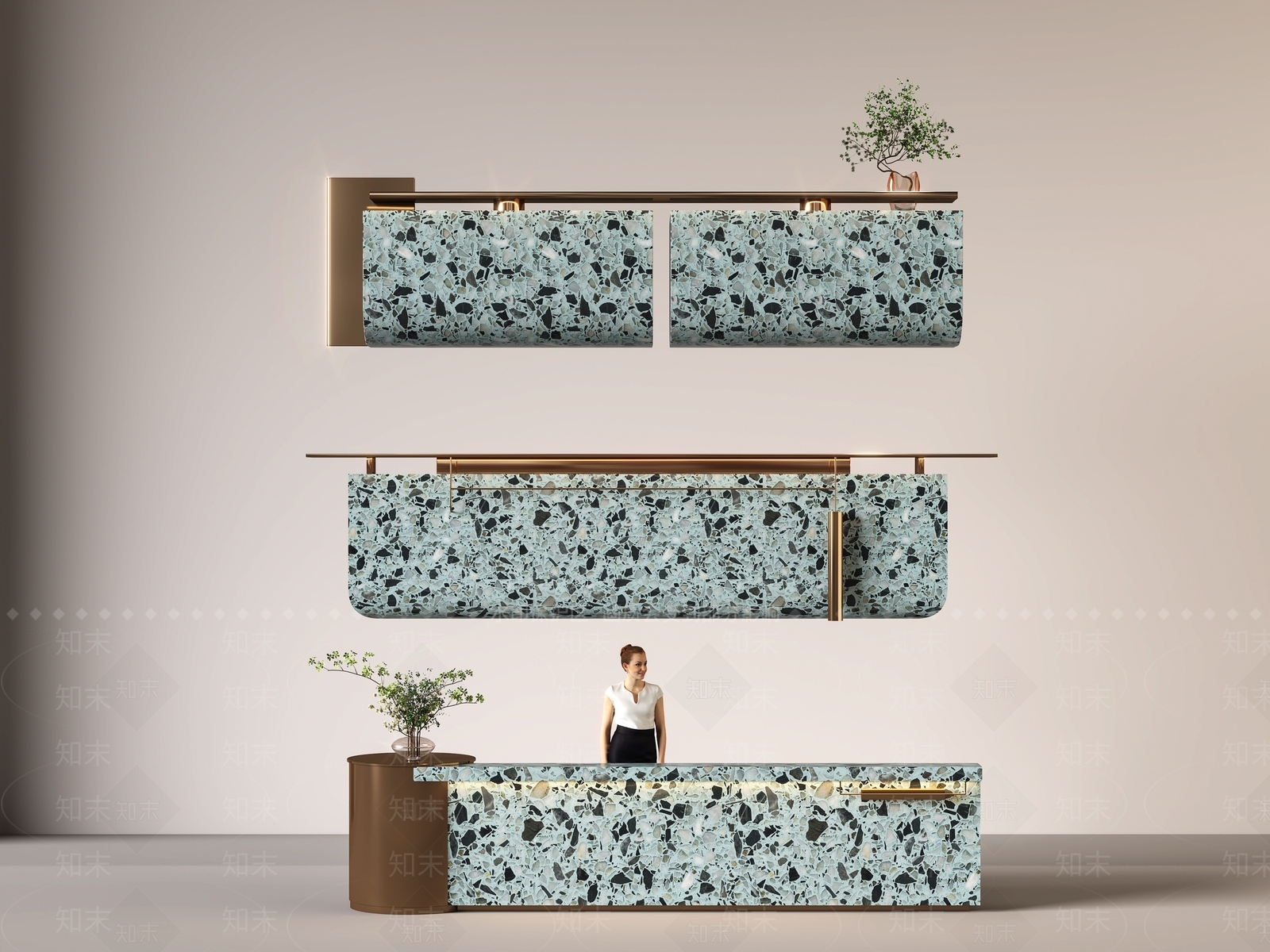 现代接待前台3D模型下载【ID:1148590254】