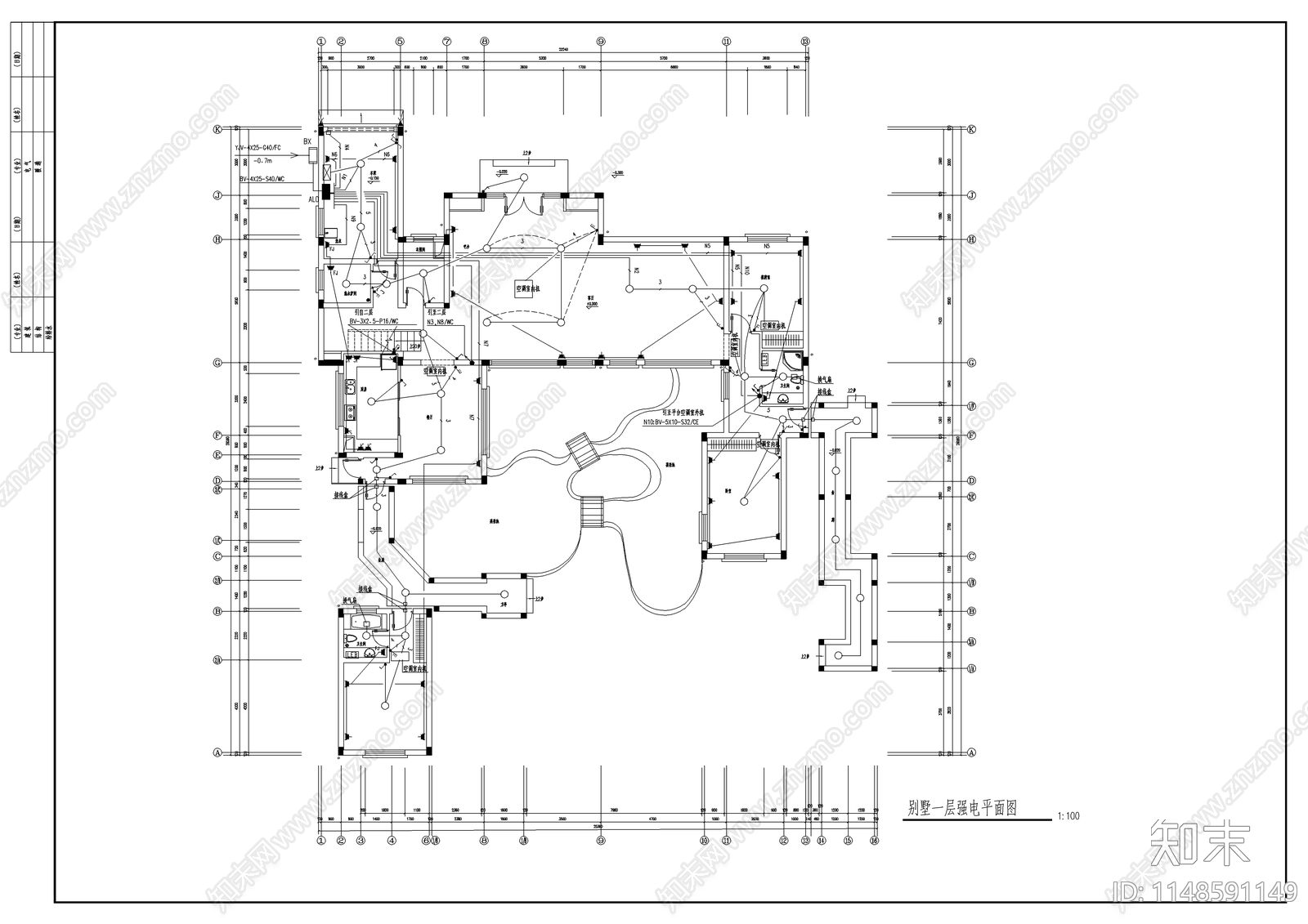 中国古典别墅建筑cad施工图下载【ID:1148591149】