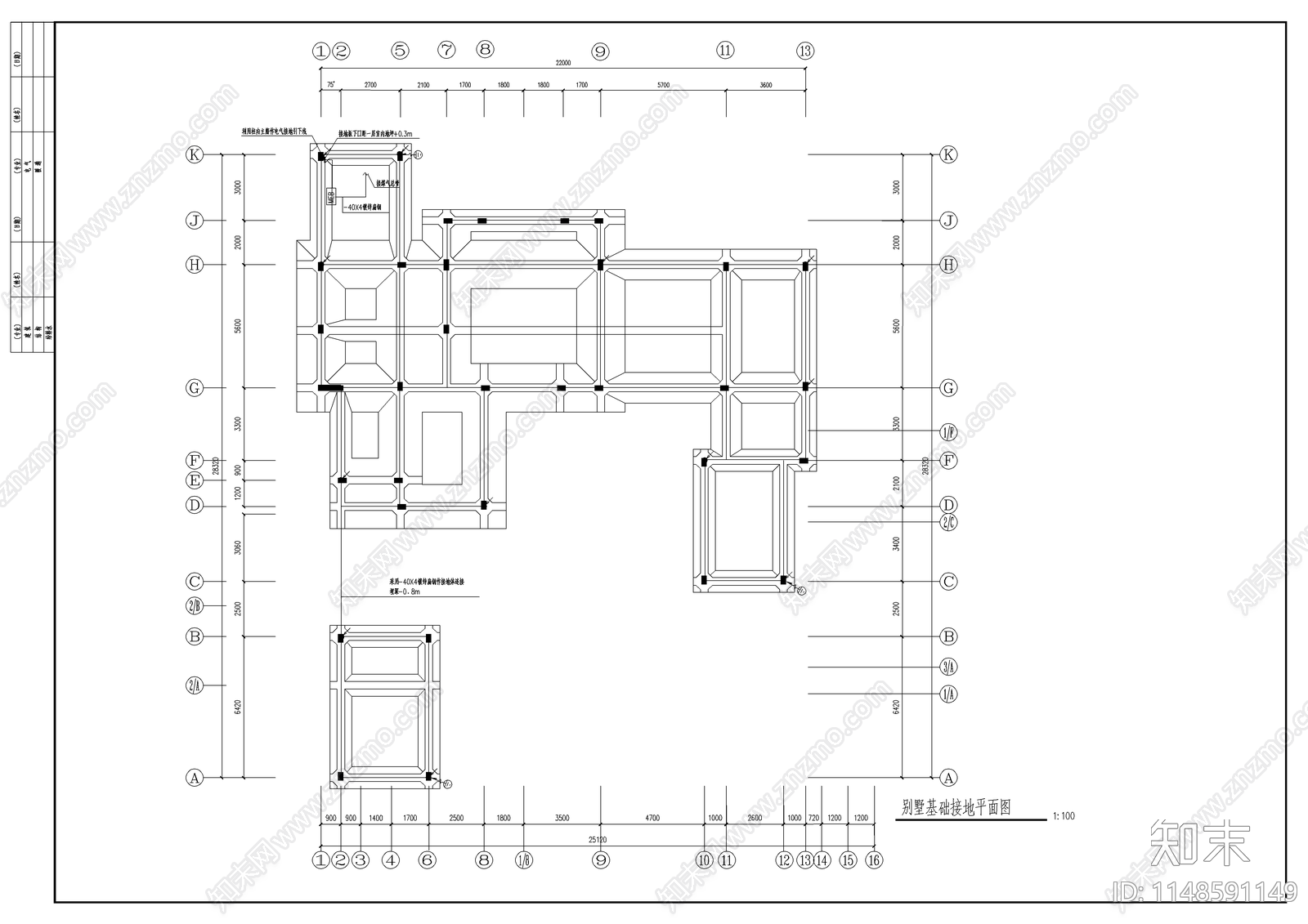 中国古典别墅建筑cad施工图下载【ID:1148591149】