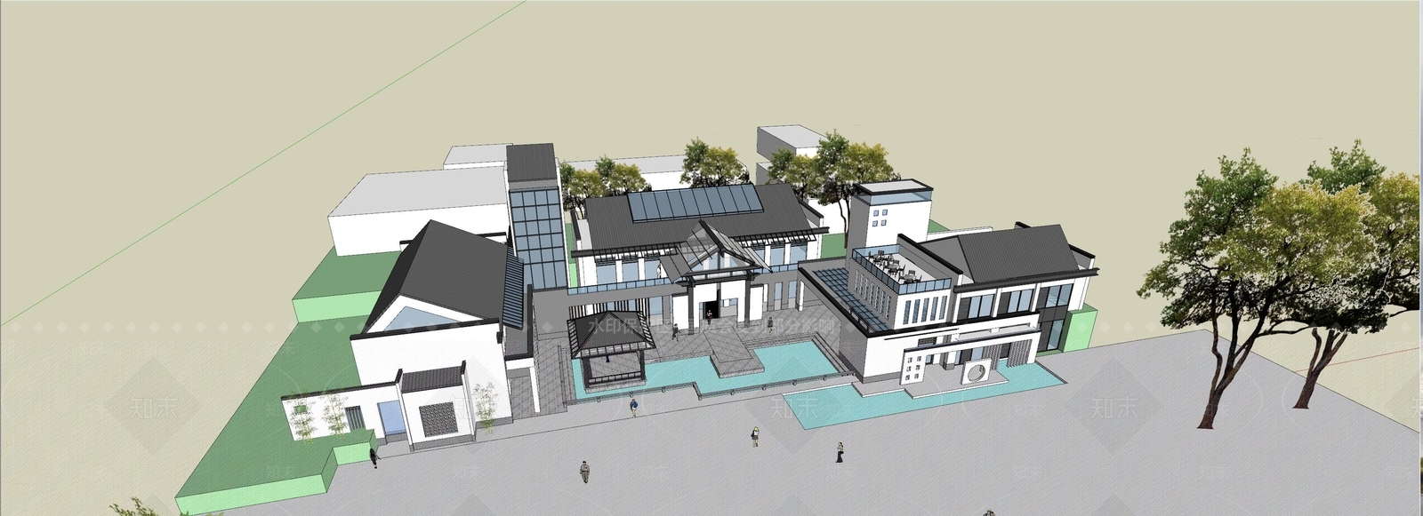新中式商业建筑SU模型下载【ID:1148594833】