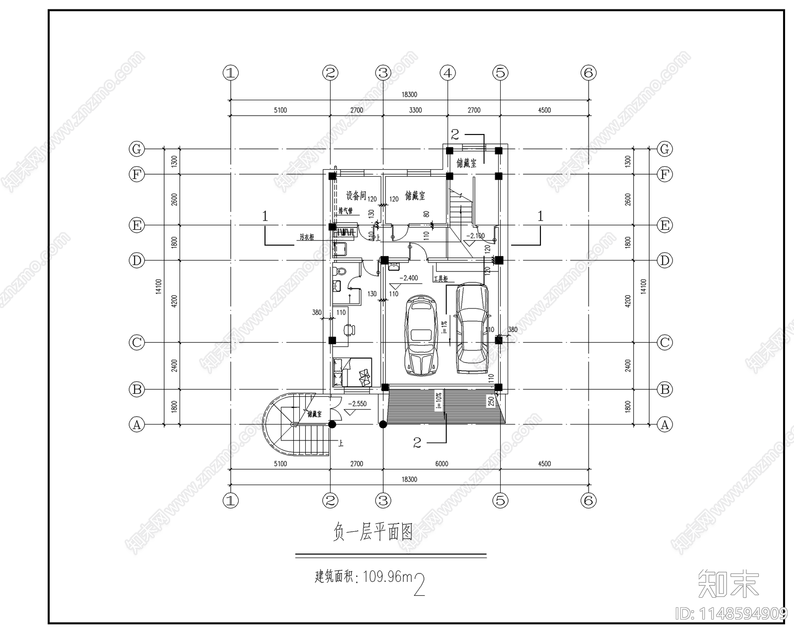 现代简约别墅建筑cad施工图下载【ID:1148594909】