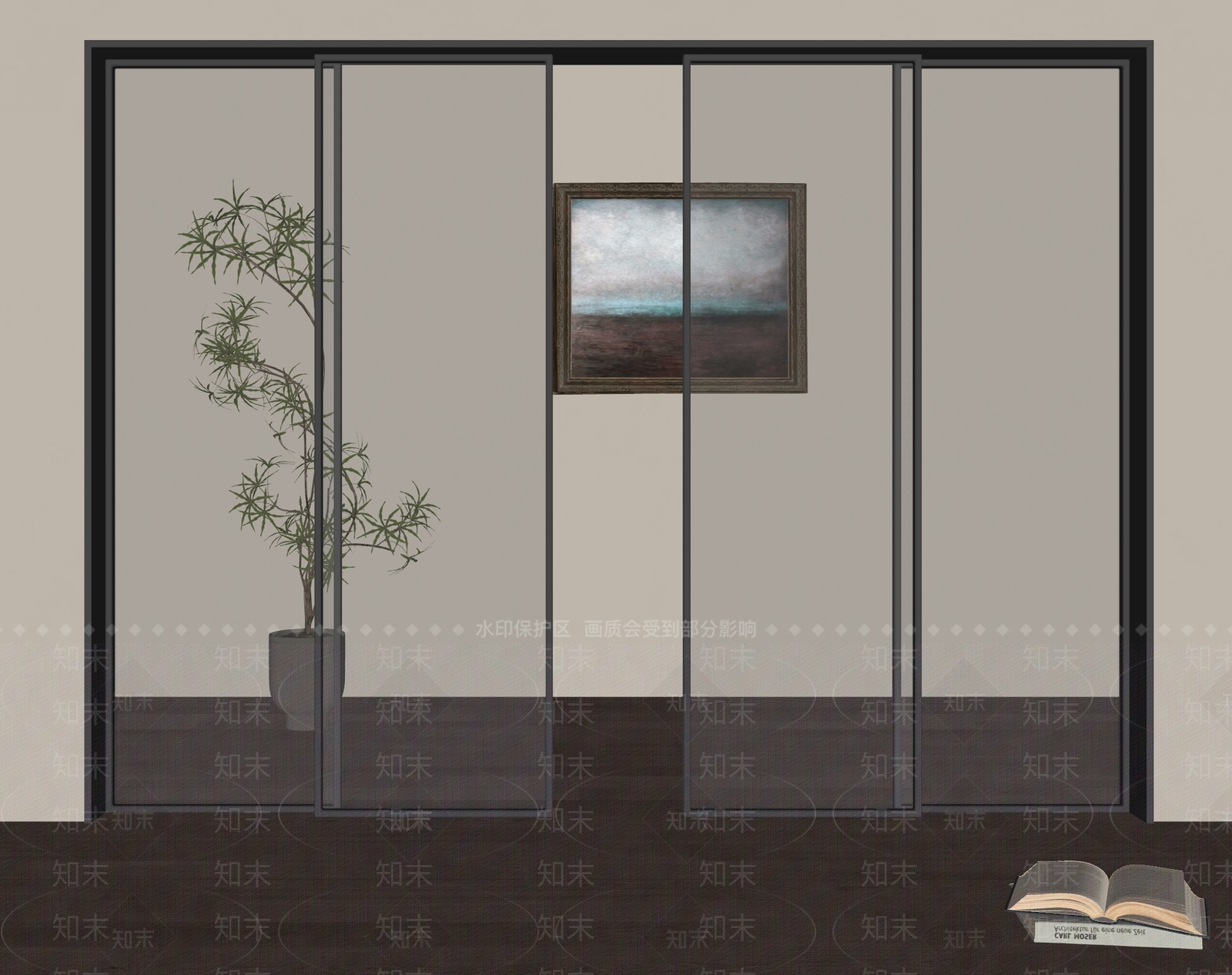 现代玻璃推拉门SU模型下载【ID:1148596167】
