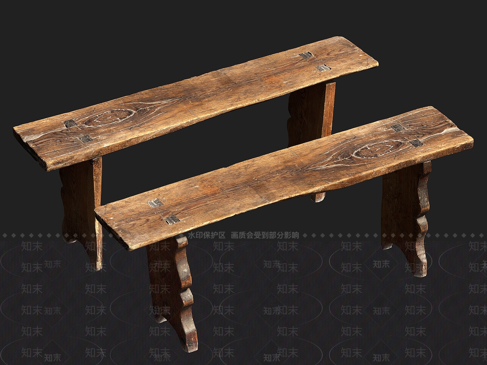 侘寂木质长凳3D模型下载【ID:1148597948】