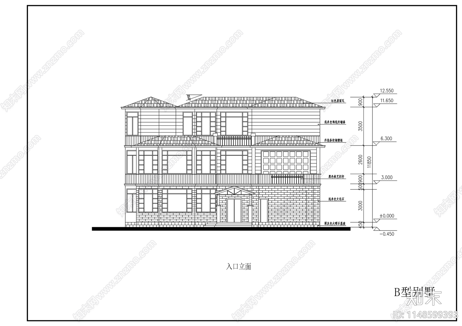 多种风格别墅建筑cad施工图下载【ID:1148599393】