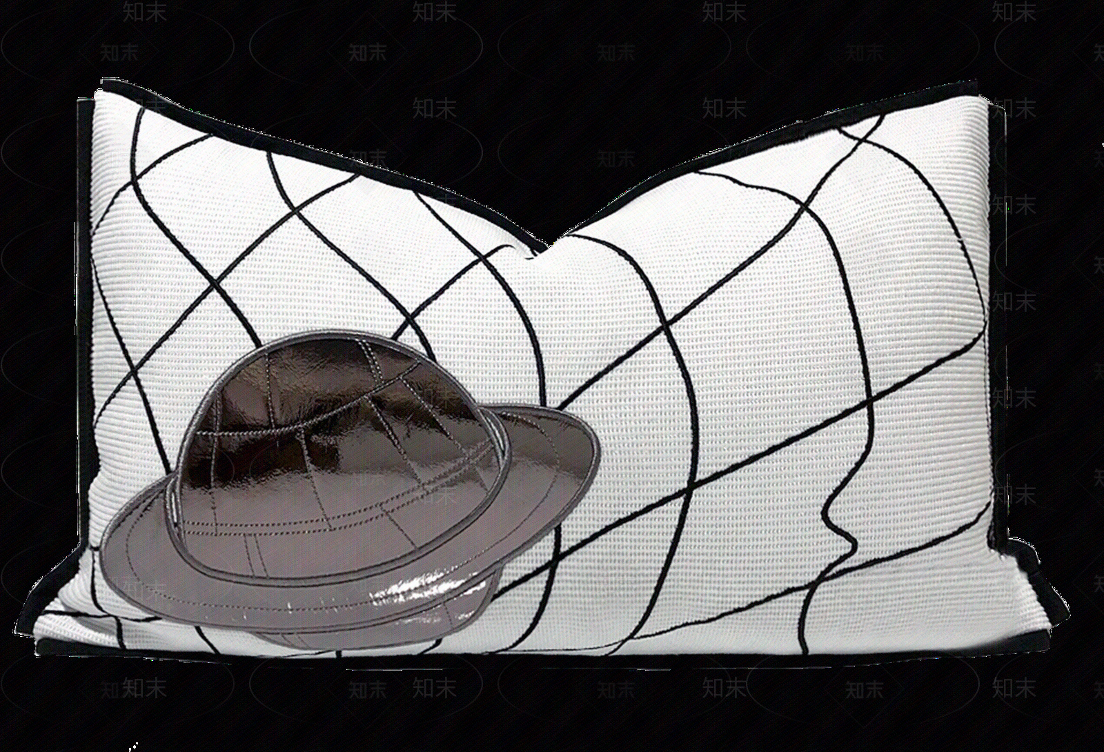 黑白花纹纹理抱枕贴图下载【ID:1148602072】