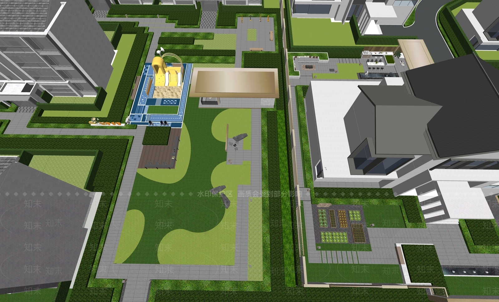 现代居住区中心景观SU模型下载【ID:1148604373】