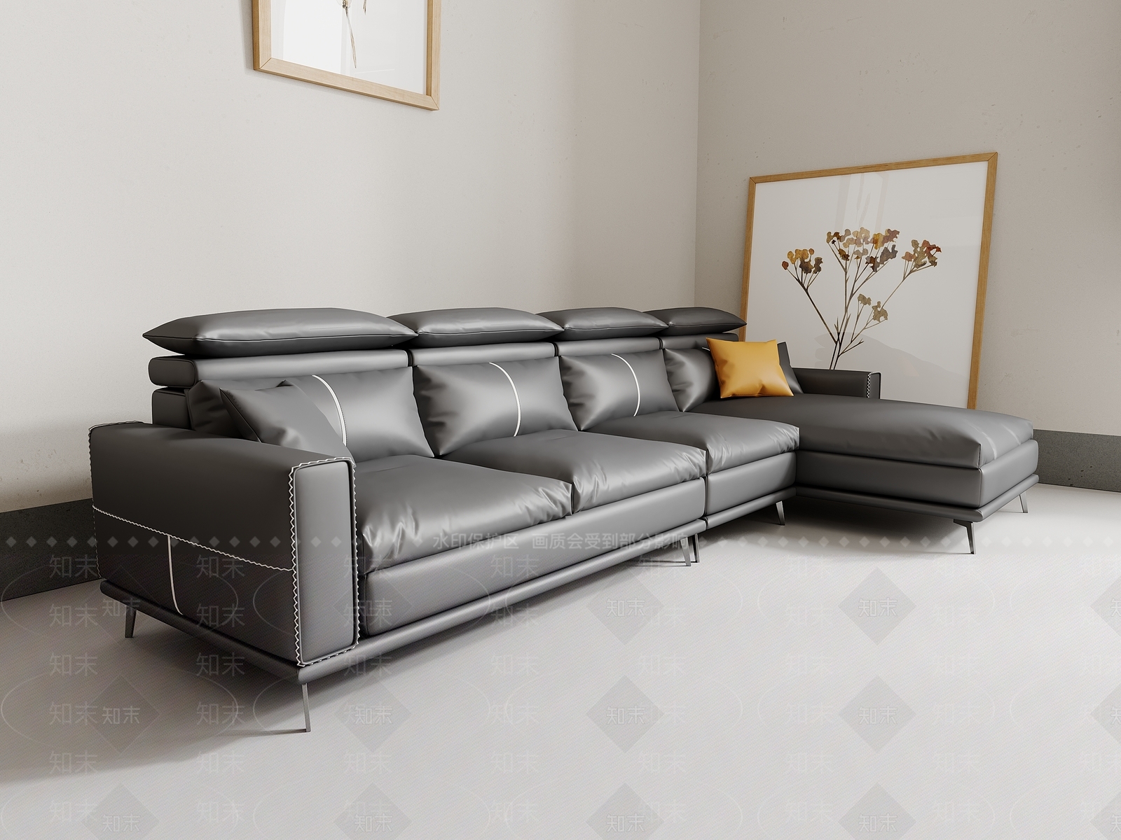 皮革多人沙发3D模型下载【ID:1148606745】