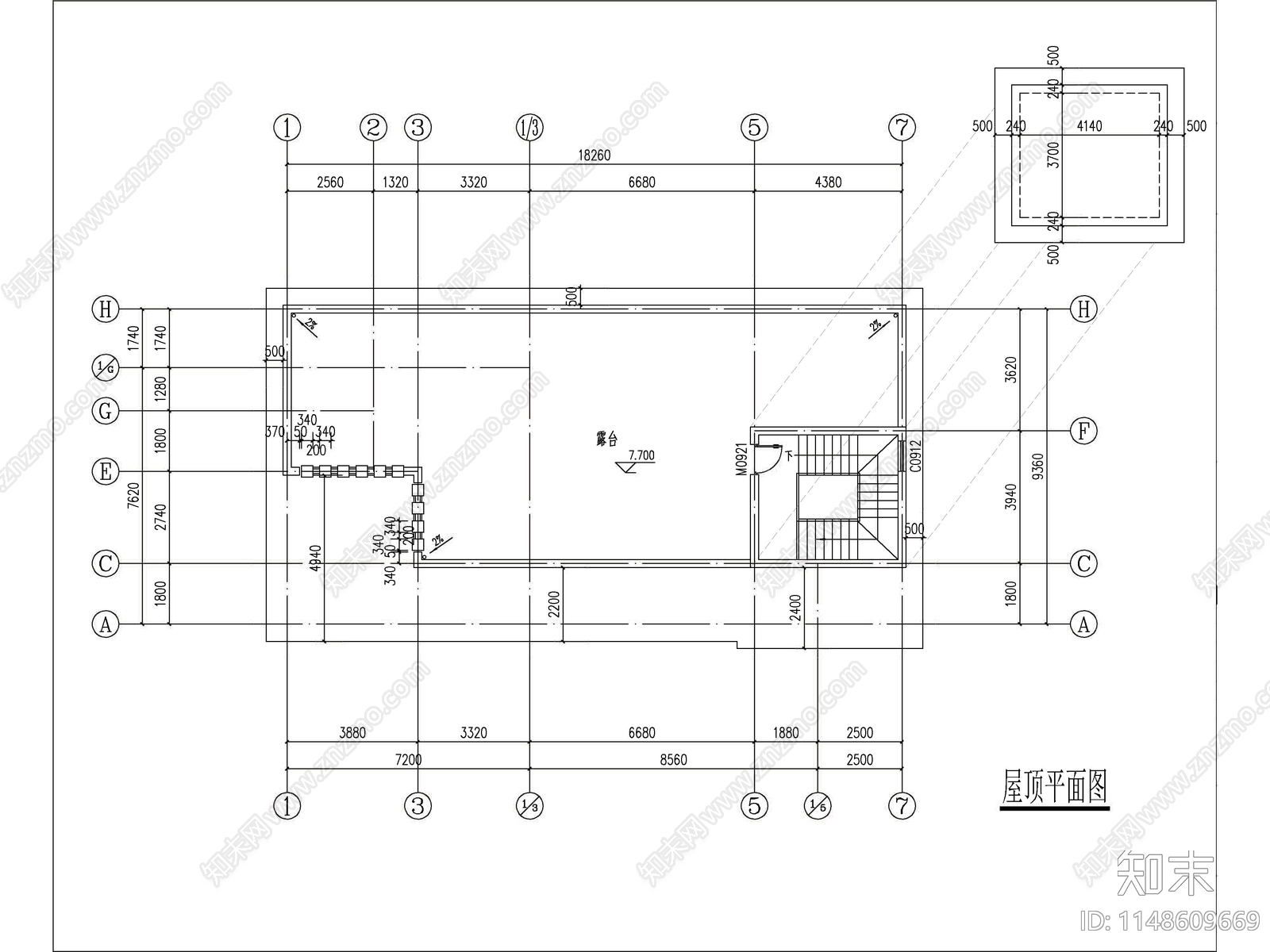 现代两层独栋别墅建筑施工图下载【ID:1148609669】