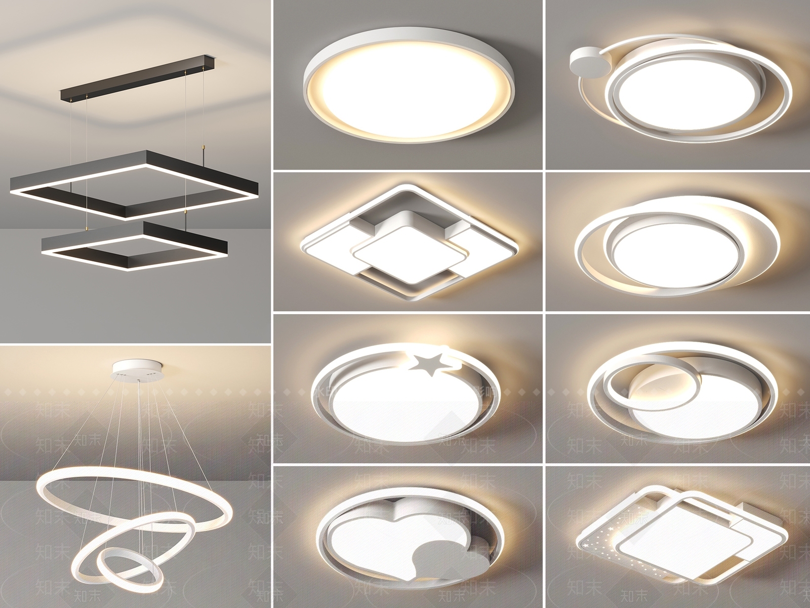 现代简约吸顶灯SU模型下载【ID:1148635501】