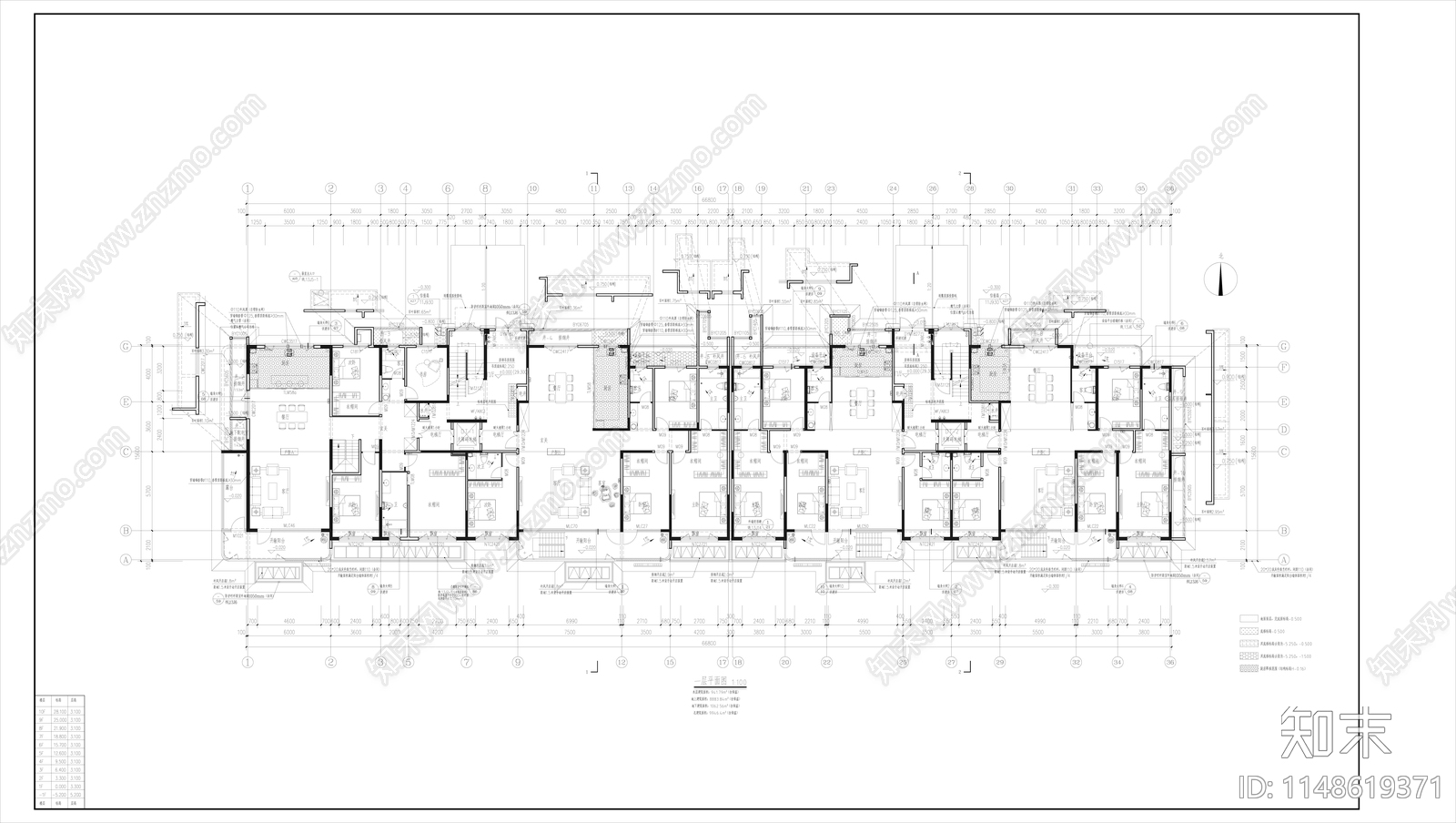 10层洋房住宅楼建筑cad施工图下载【ID:1148619371】