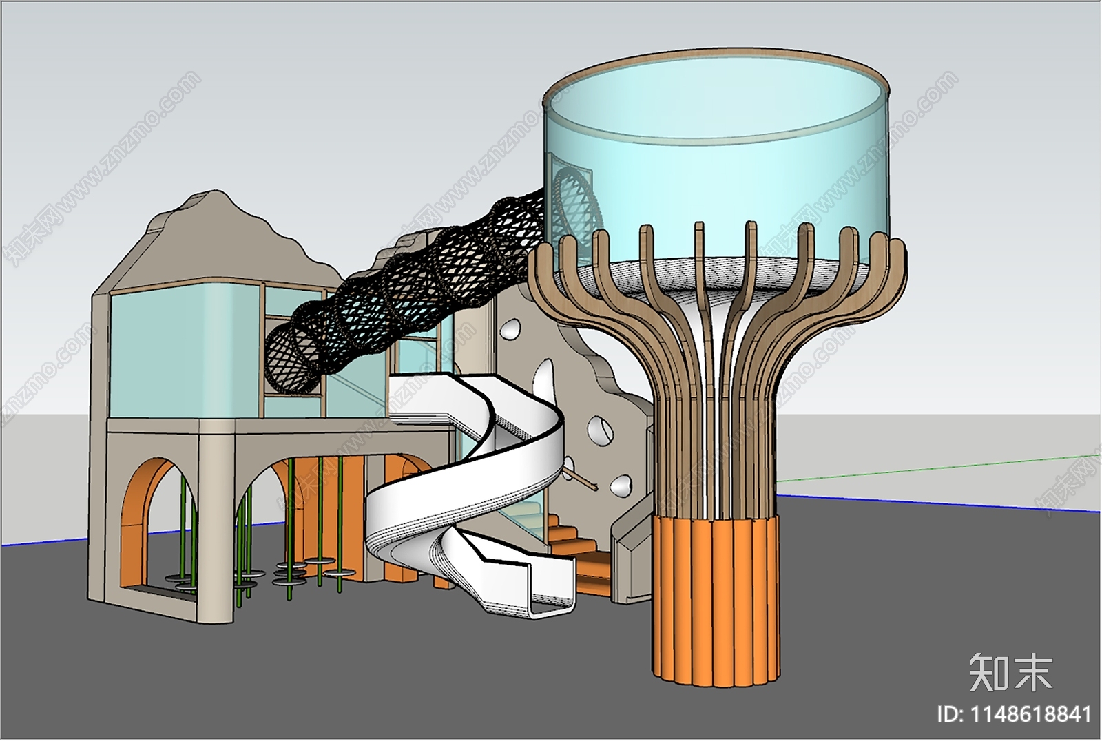 儿童滑梯SU模型下载【ID:1148618841】