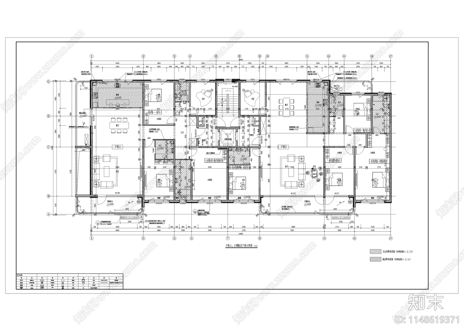 10层洋房住宅楼建筑cad施工图下载【ID:1148619371】