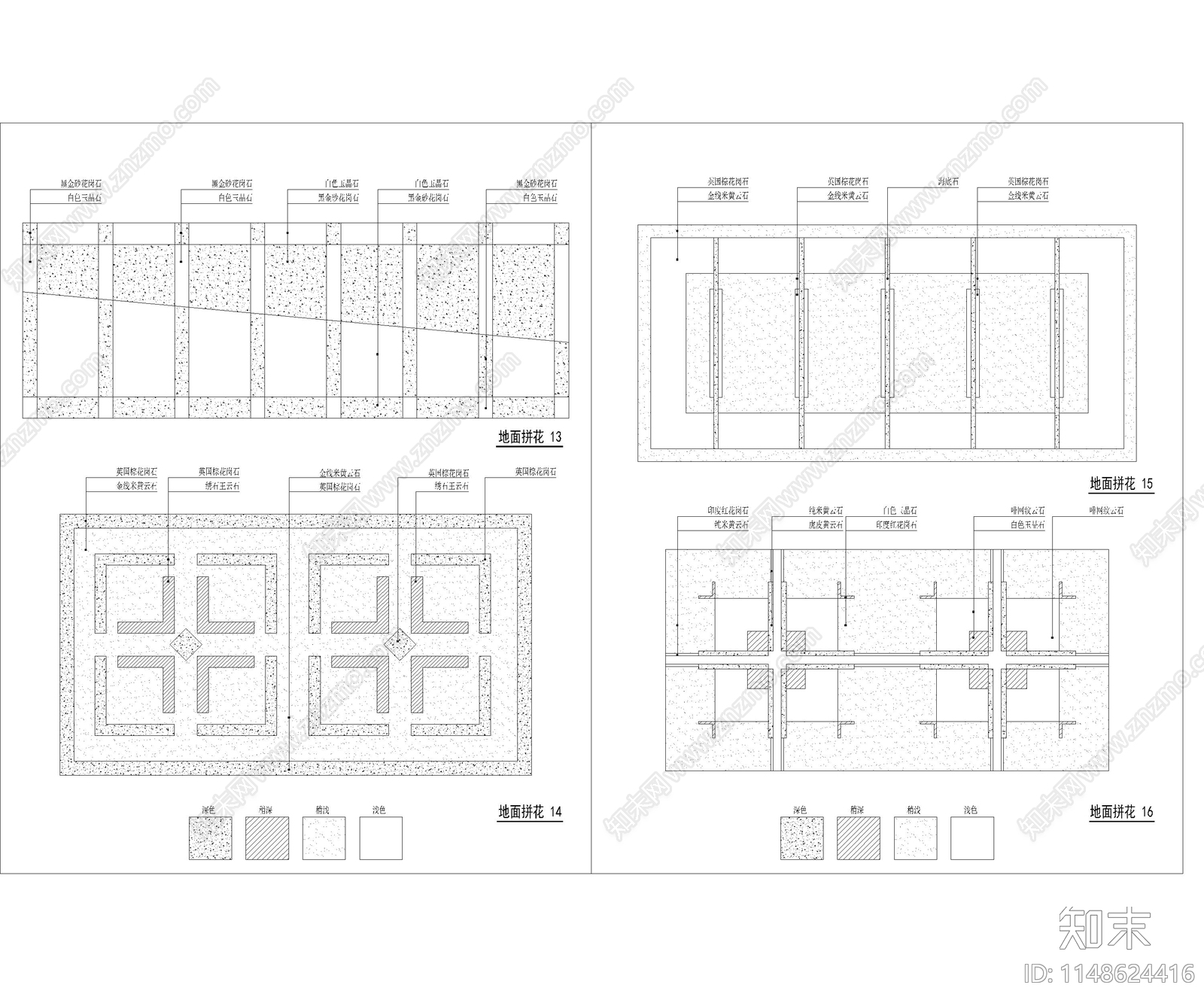 350款地面拼花图案cad施工图下载【ID:1148624416】