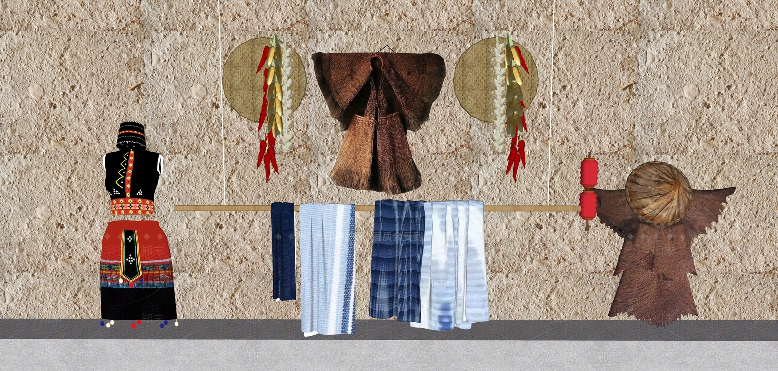 中式乡村农耕小品SU模型下载【ID:1148624636】
