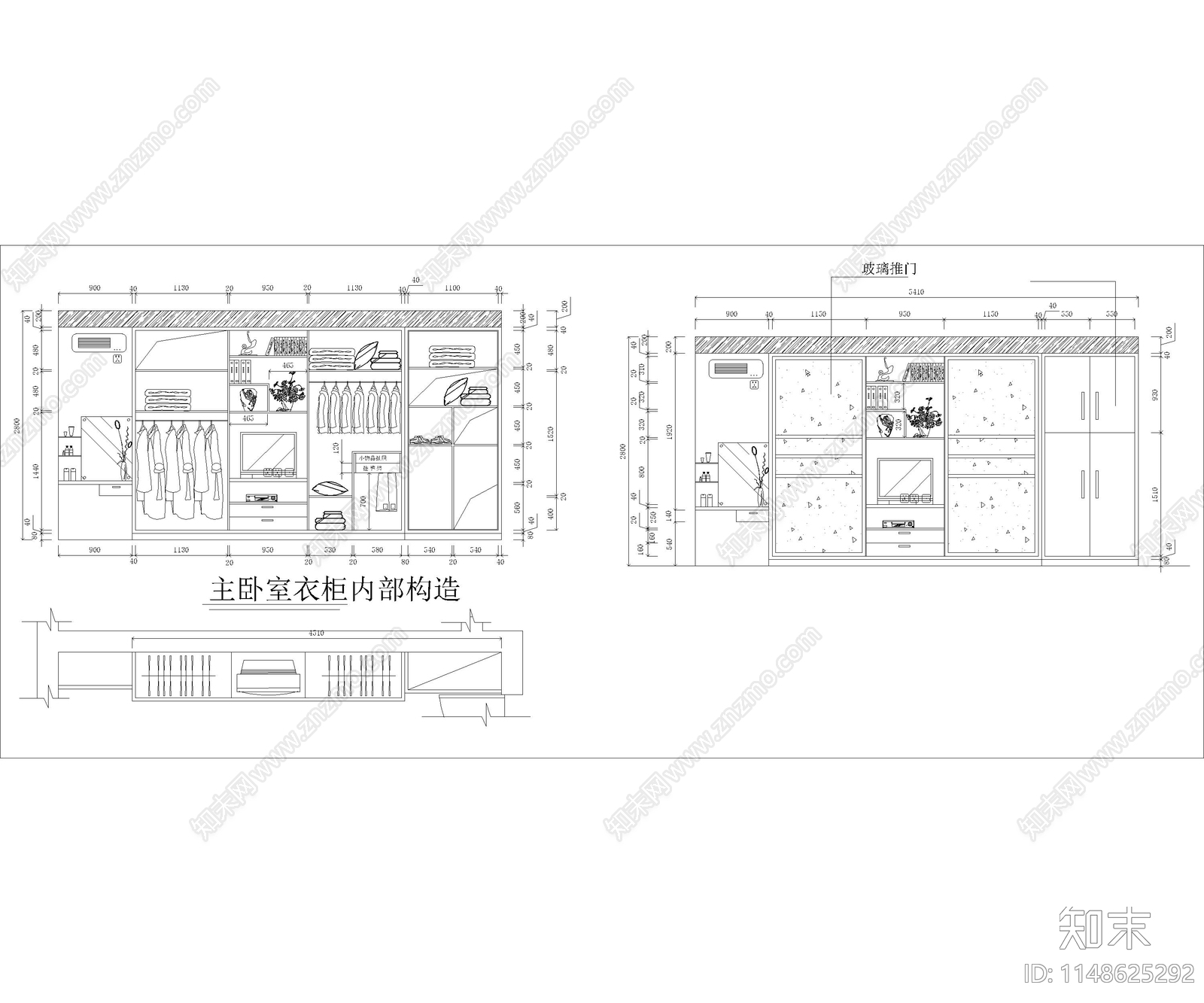 500款综合衣柜节点cad施工图下载【ID:1148625292】