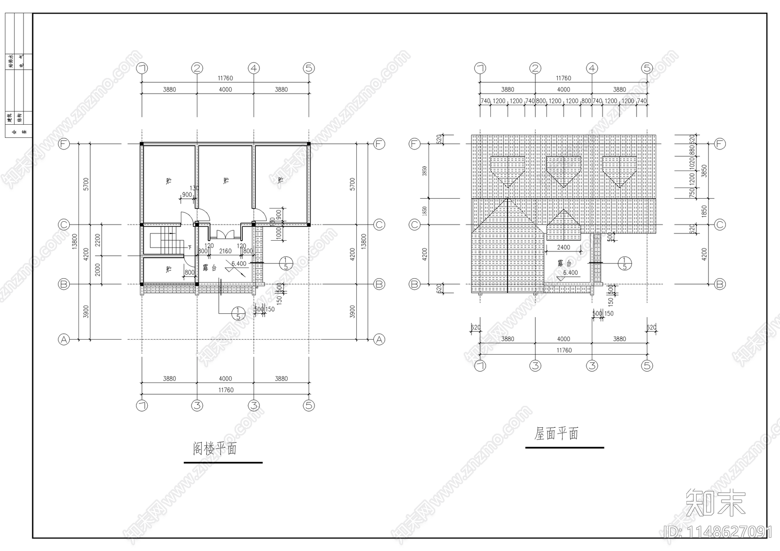 乡村别墅建筑cad施工图下载【ID:1148627091】