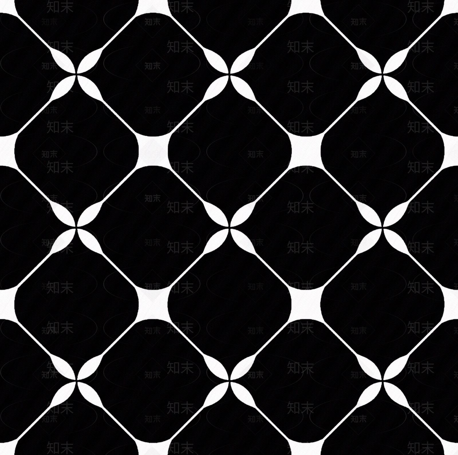 无缝黑白凹凸几何拼花瓷砖贴图下载【ID:1148628142】