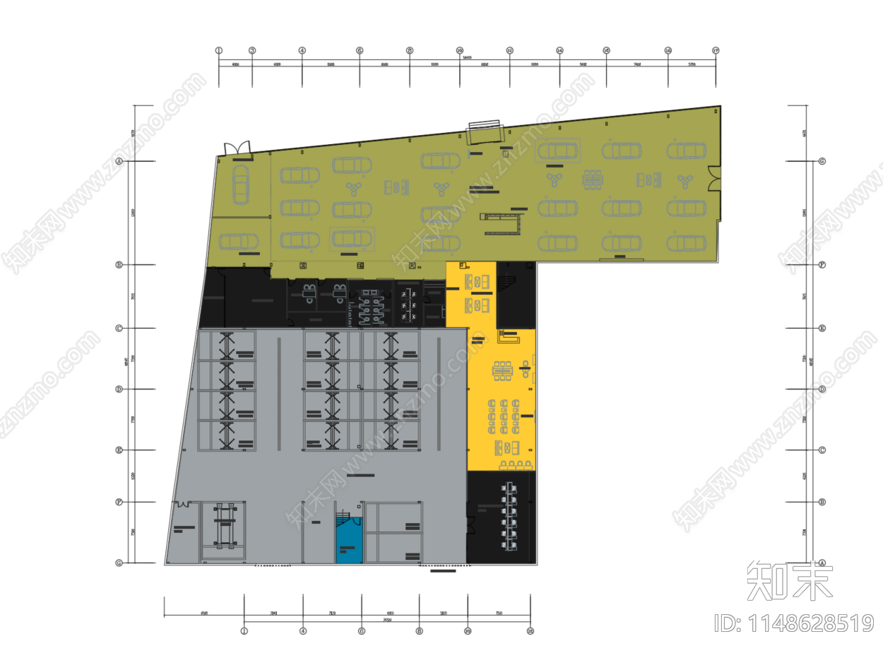 大型新能源汽车4S店室内cad施工图下载【ID:1148628519】