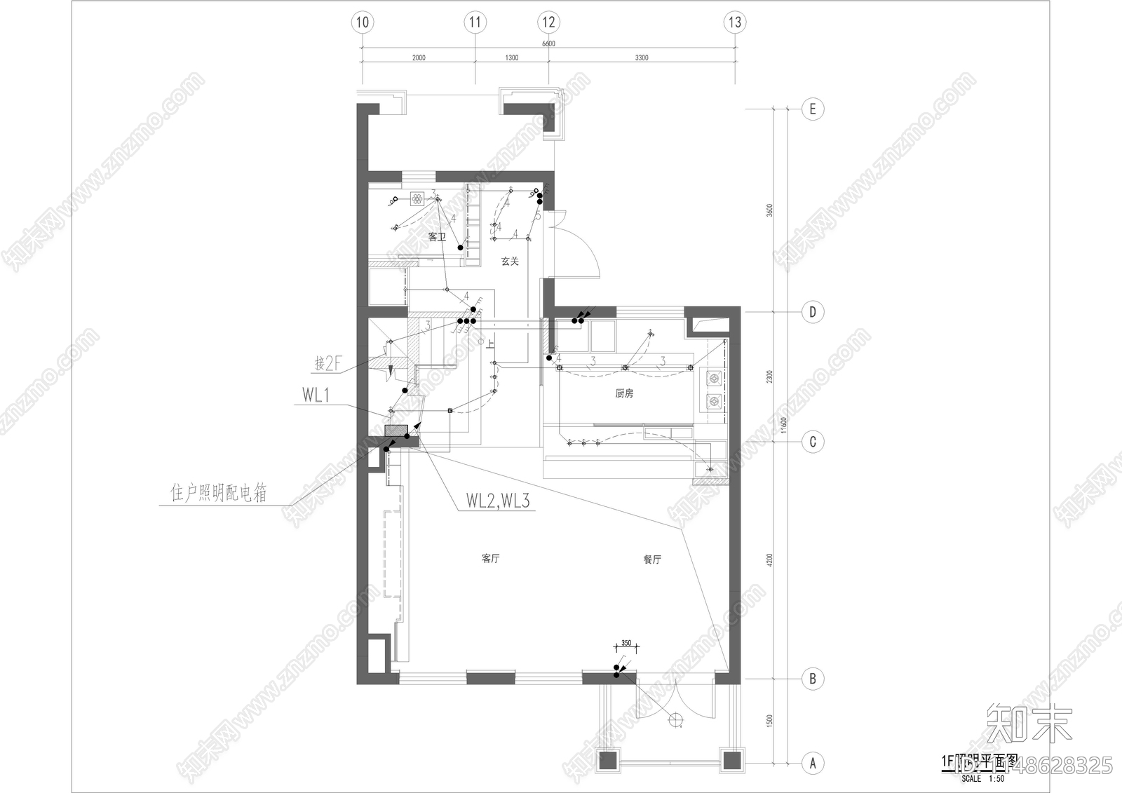 万科别墅电气cad施工图下载【ID:1148628325】