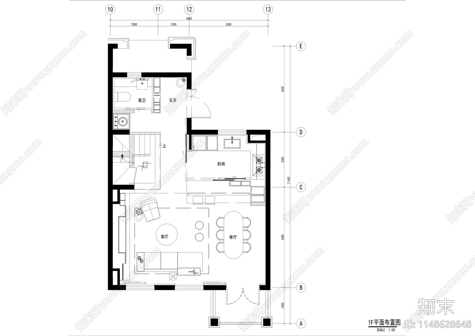 万科上海安亭别墅样板间室内cad施工图下载【ID:1148628648】