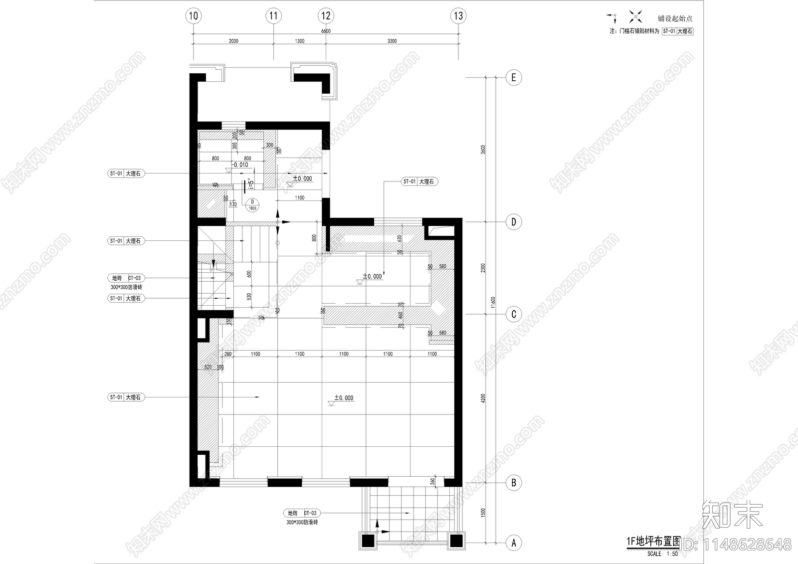 万科上海安亭别墅样板间室内cad施工图下载【ID:1148628648】