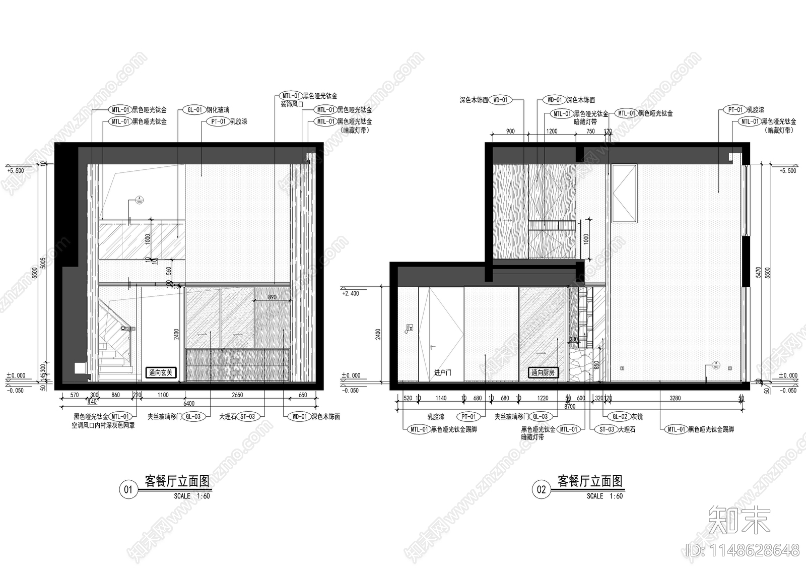 万科上海安亭别墅样板间室内cad施工图下载【ID:1148628648】