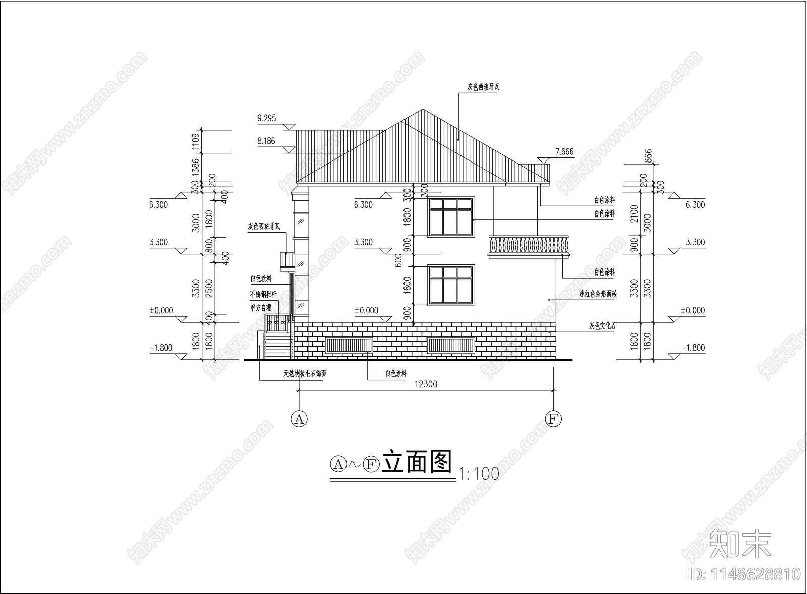 旅游度区乡村别墅楼建筑cad施工图下载【ID:1148628810】