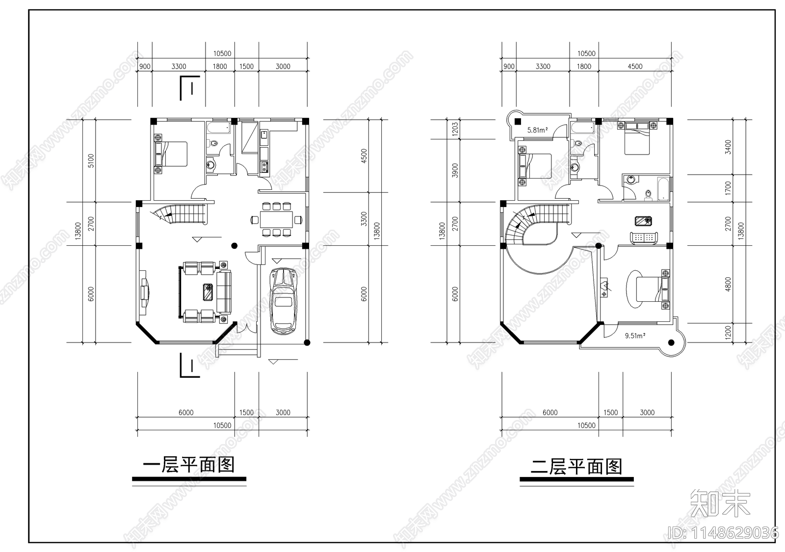 小型别墅建筑cad施工图下载【ID:1148629036】