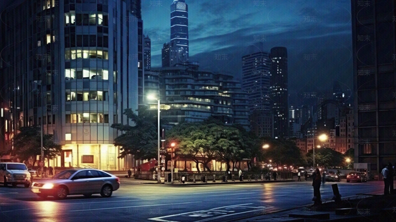 夜晚灯光街道城市外景贴图下载【ID:1148630259】
