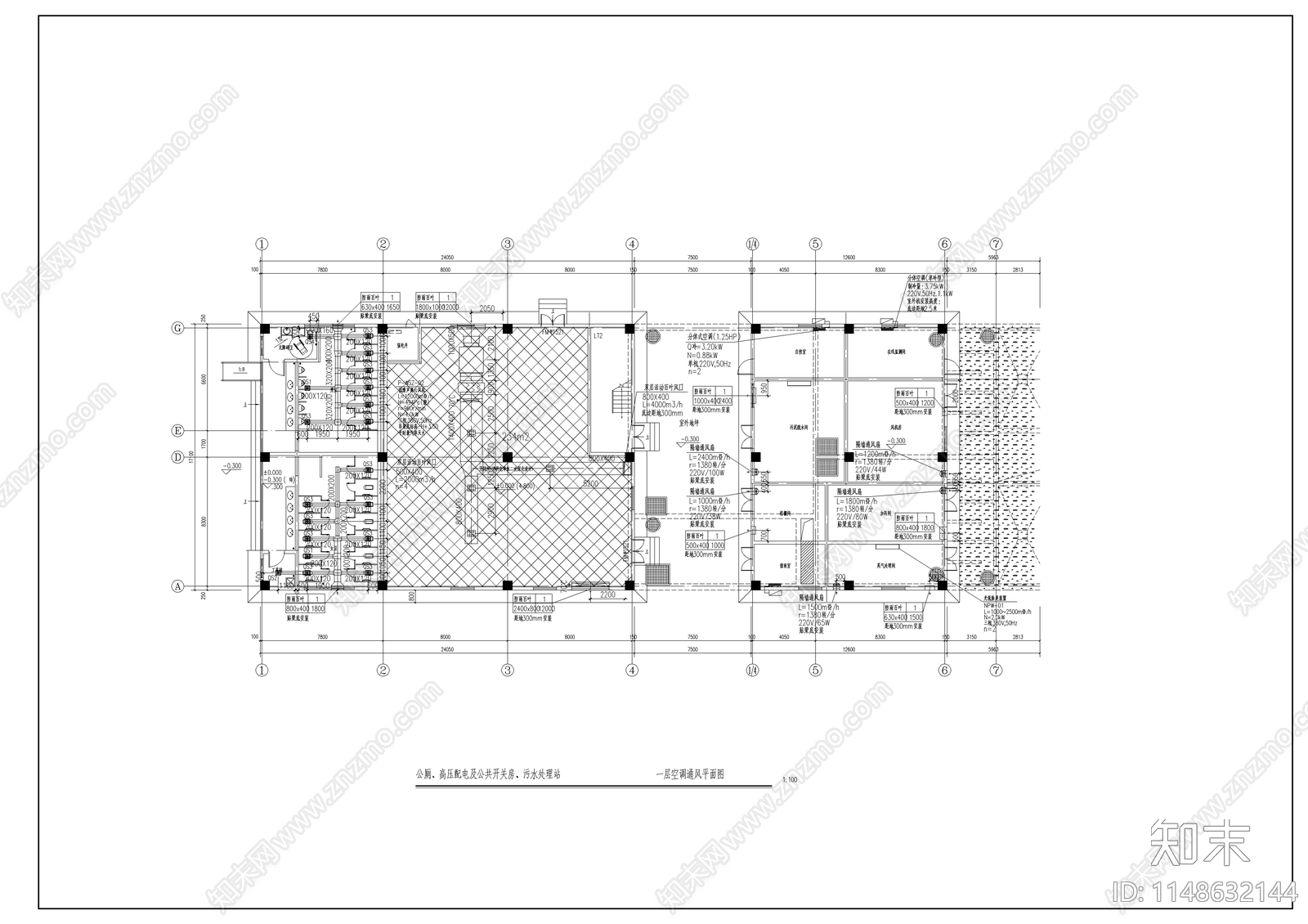 公厕高压配电及公共开关房污水处理暖通cad施工图下载【ID:1148632144】