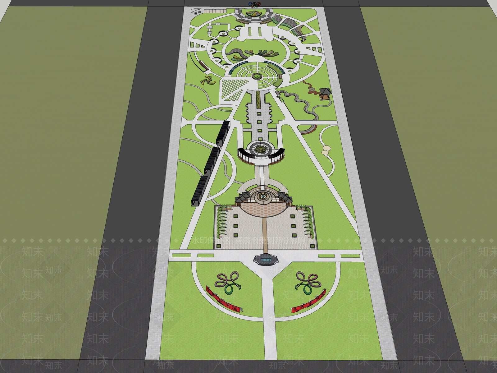 现代景观公园SU模型下载【ID:1148633490】