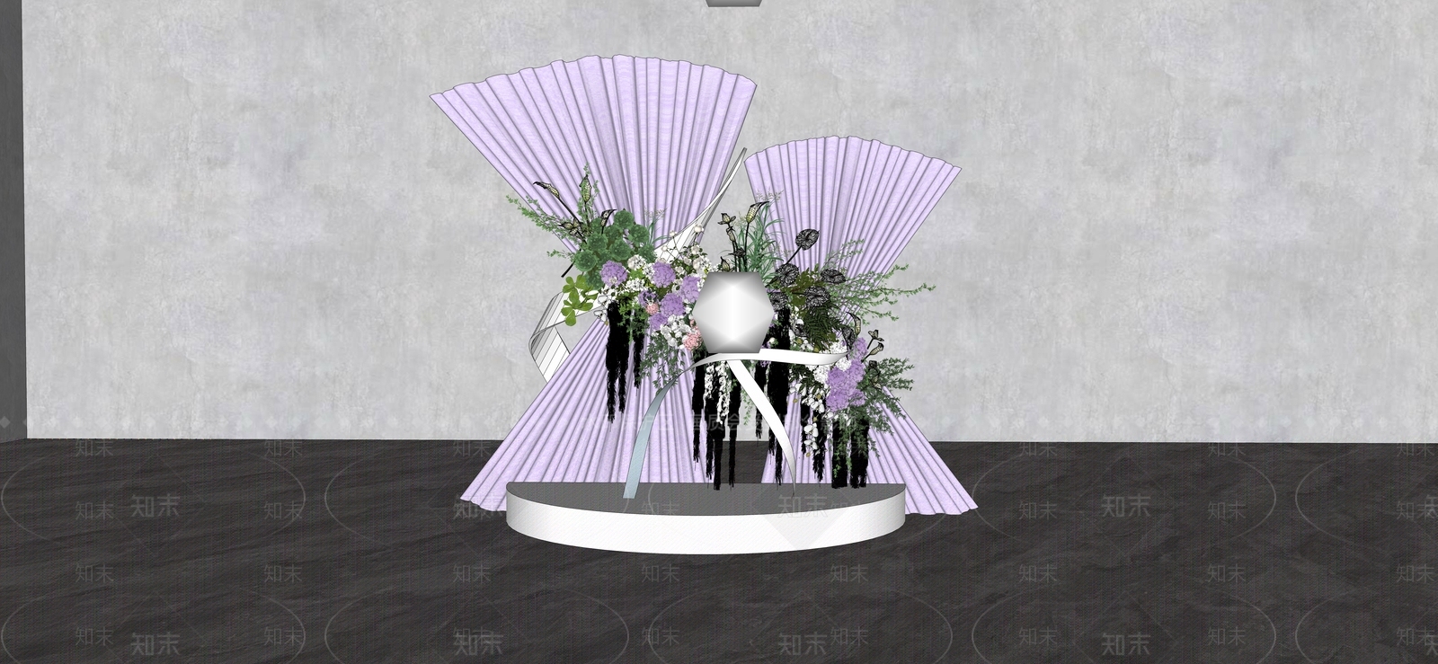 现代紫色婚礼美陈SU模型下载【ID:1148634652】_知末su模型网