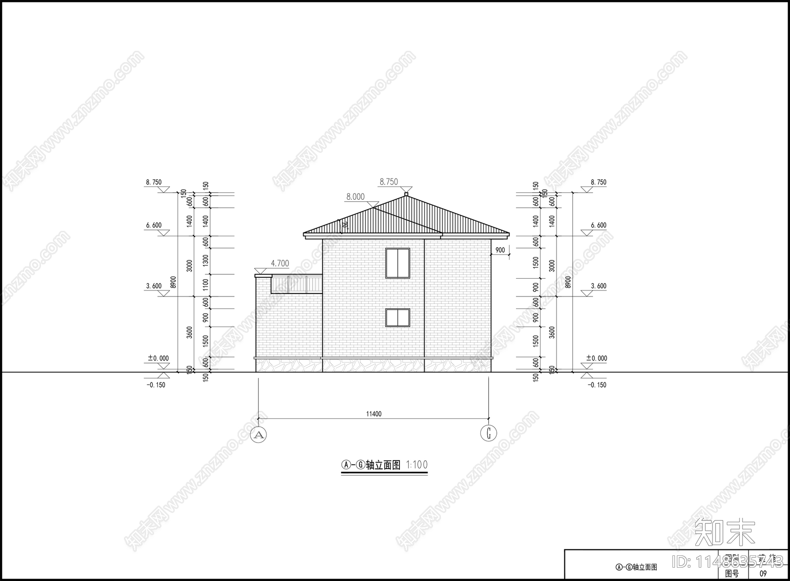 自建房建筑cad施工图下载【ID:1148635743】