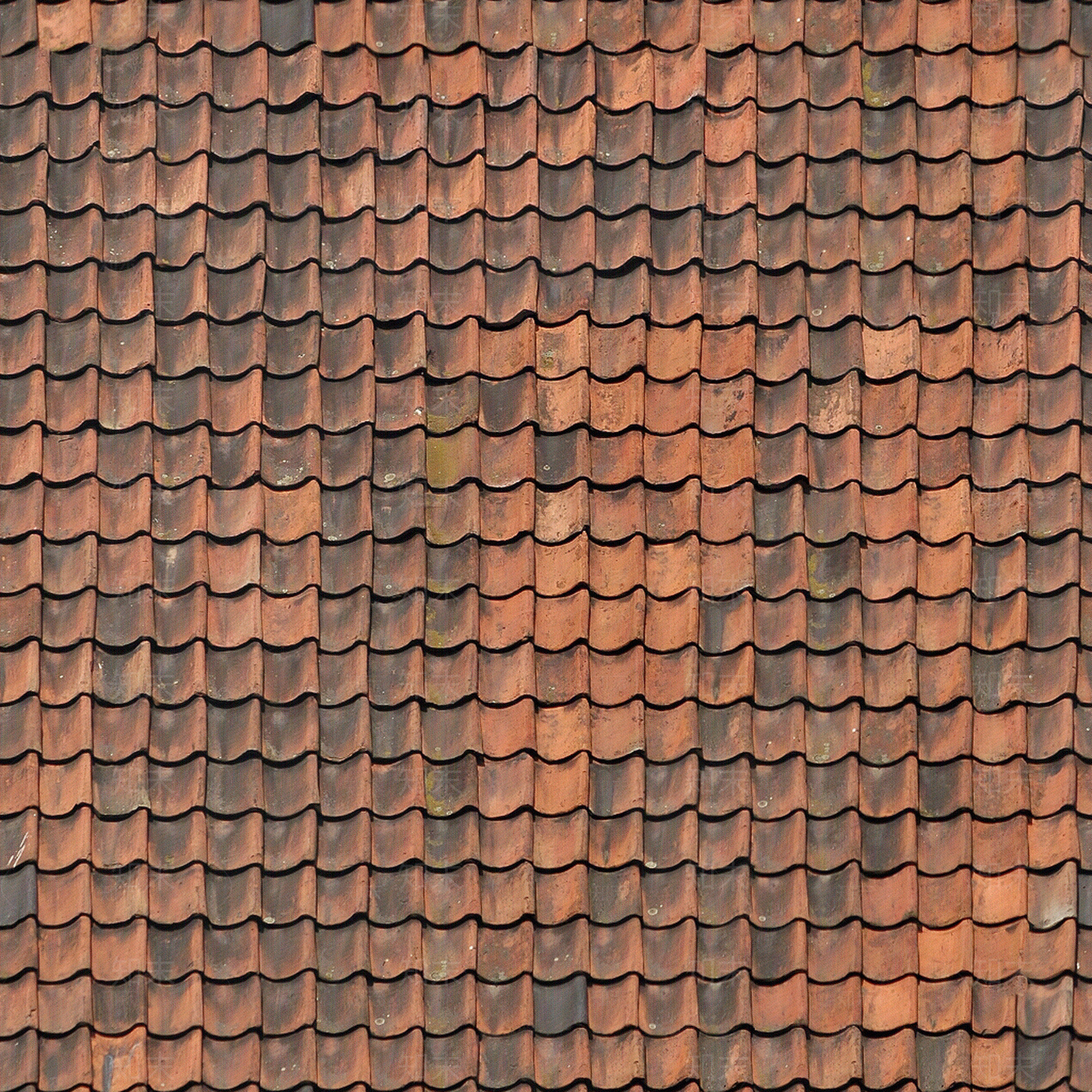 无缝仿古做旧红色古建瓦屋顶瓦片屋顶陶土瓦水泥瓦贴图下载【ID:1148635731】