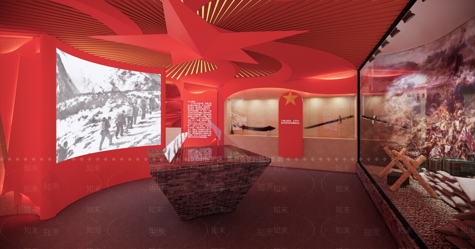 现代红色文化党建展厅SU模型下载【ID:1148636688】