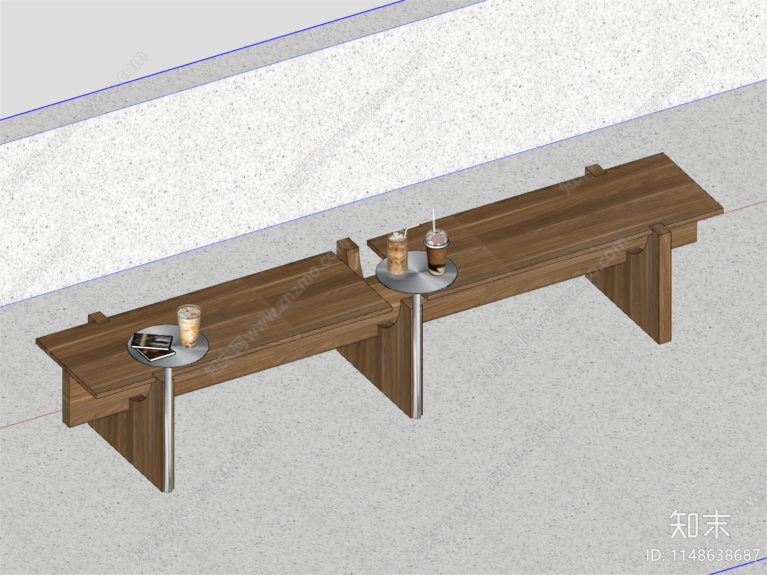 现代咖啡厅休闲桌椅组合SU模型下载【ID:1148638687】