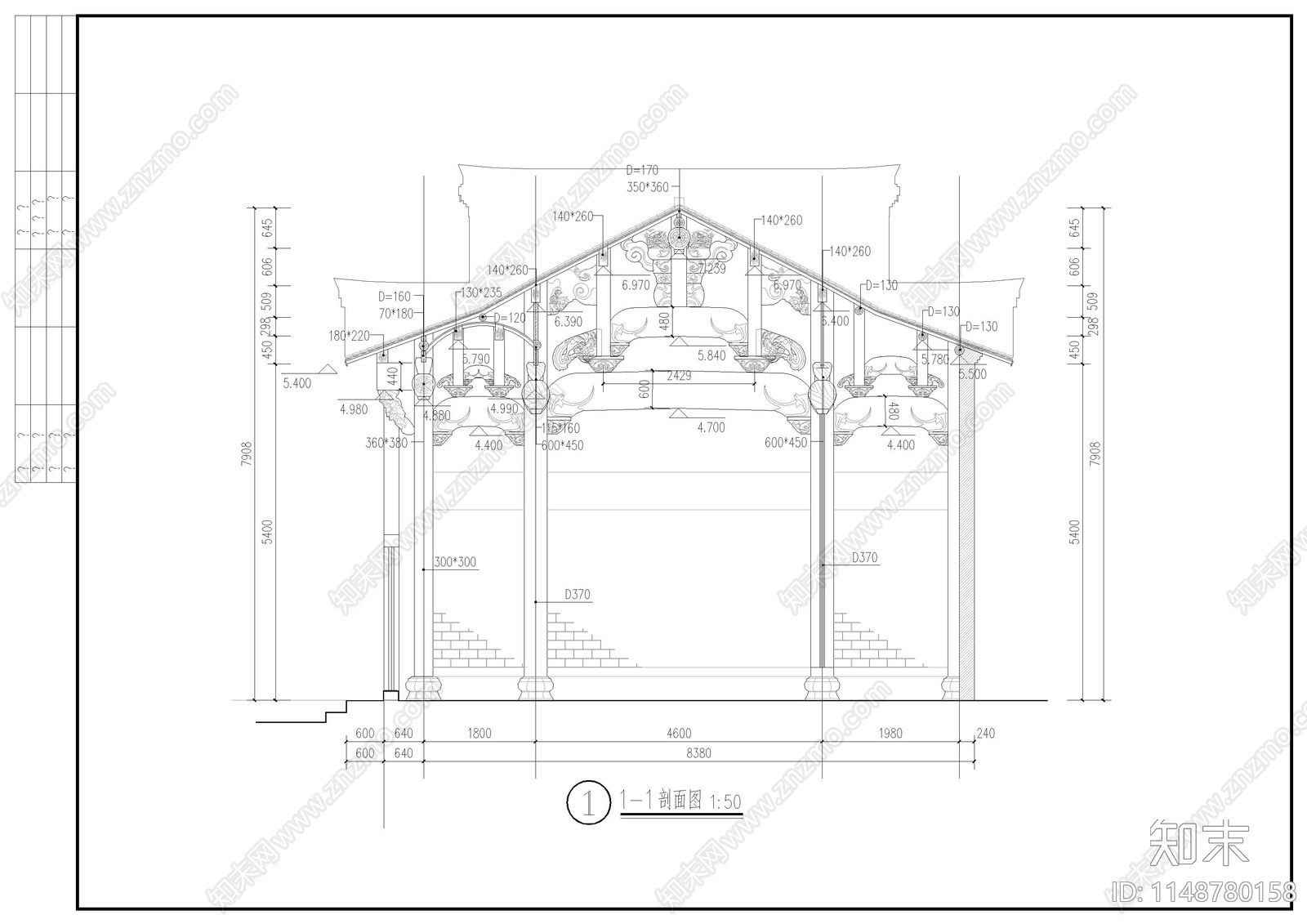 徽派建筑cad施工图下载【ID:1148780158】