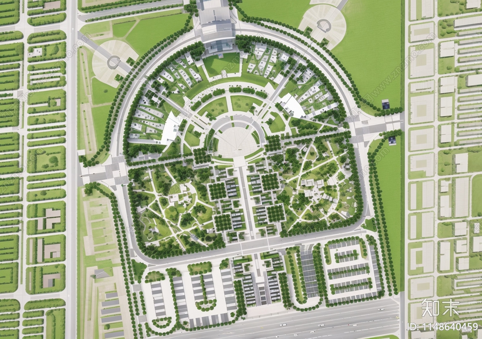 火车站广场绿化景观平面图施工图下载【ID:1148640459】