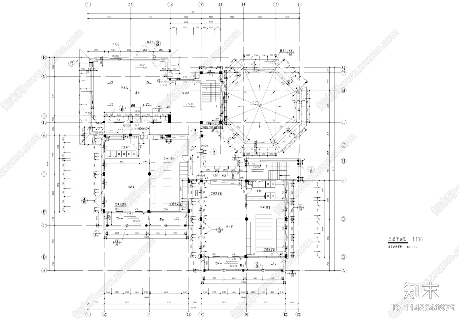 武汉现代森林小镇欧式幼儿园建筑cad施工图下载【ID:1148640979】