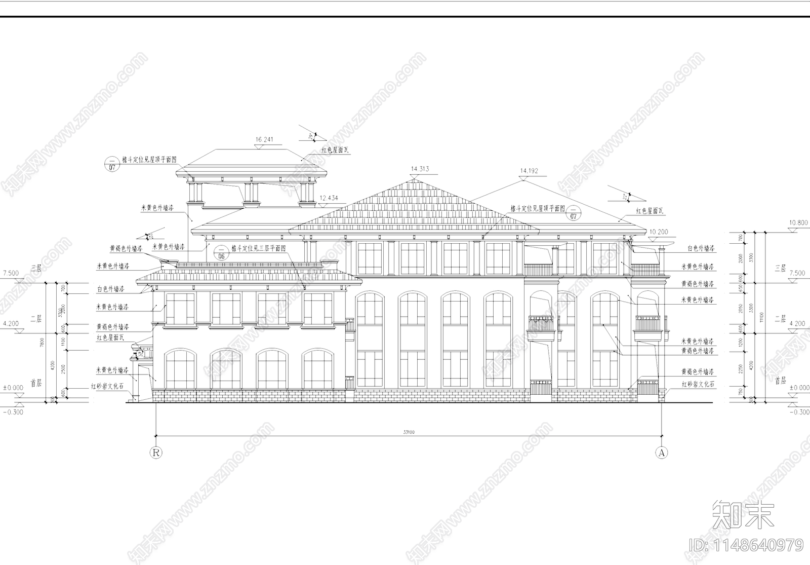 武汉现代森林小镇欧式幼儿园建筑cad施工图下载【ID:1148640979】